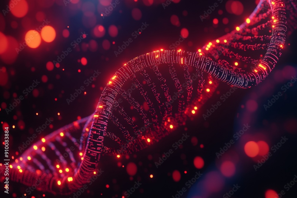 Poster an artistic representation of dna circuitry and dna strands in the context of biotechnology.