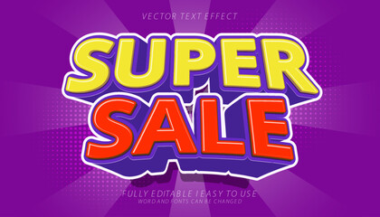 3d editable super sale text effect graphic style template