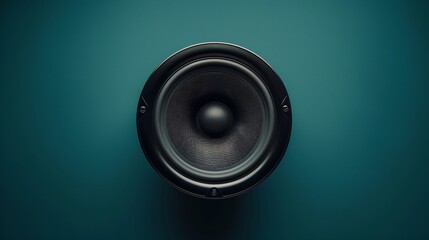 Close-Up of a Black Speaker on Teal Background