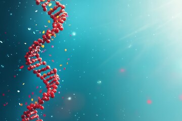 Obraz premium A 3D image of a DNA molecule showing a helical molecule wrapped in a nucleotide in a biological environment