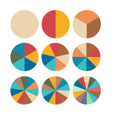 Fototapeta premium Pie chart set. Colorful diagram collection with. Circle icons for infographic. Vector