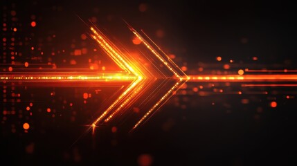 Obraz premium Illuminated Arrow of Light on Dark Background for Directional Concept