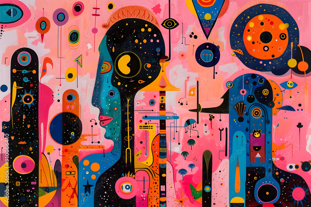 Aufkleber abstract illustration with colorful shapes and patterns