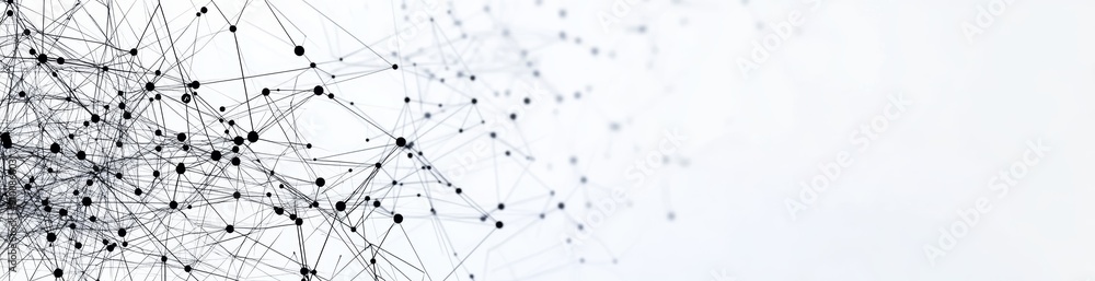 Poster the background is abstract with connecting dots and lines that create a geometric pattern. it could 