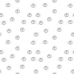 Seamless pattern made of han drawn clocks. Cute ink hand drawn clocks.