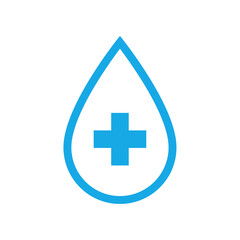 Water drop with medical cross icon