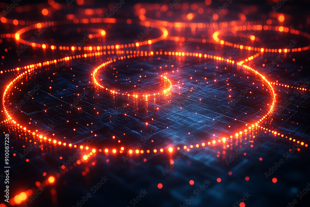 Poster abstract digital network with glowing nodes and connections, representing data, technology, and conn
