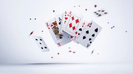 Obraz premium Aces and Kings Falling in White Space