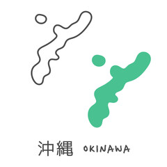シンプルな日本の沖縄地図　イラスト