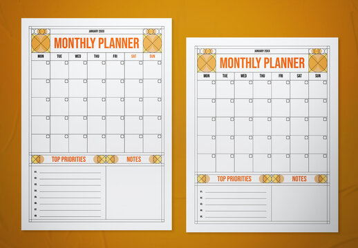 Modern Monthly Priority Planner Layout
