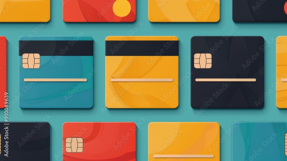 Poster vibrant credit card rewards concept with colorful icons and detailed benefits deep depth of field fi