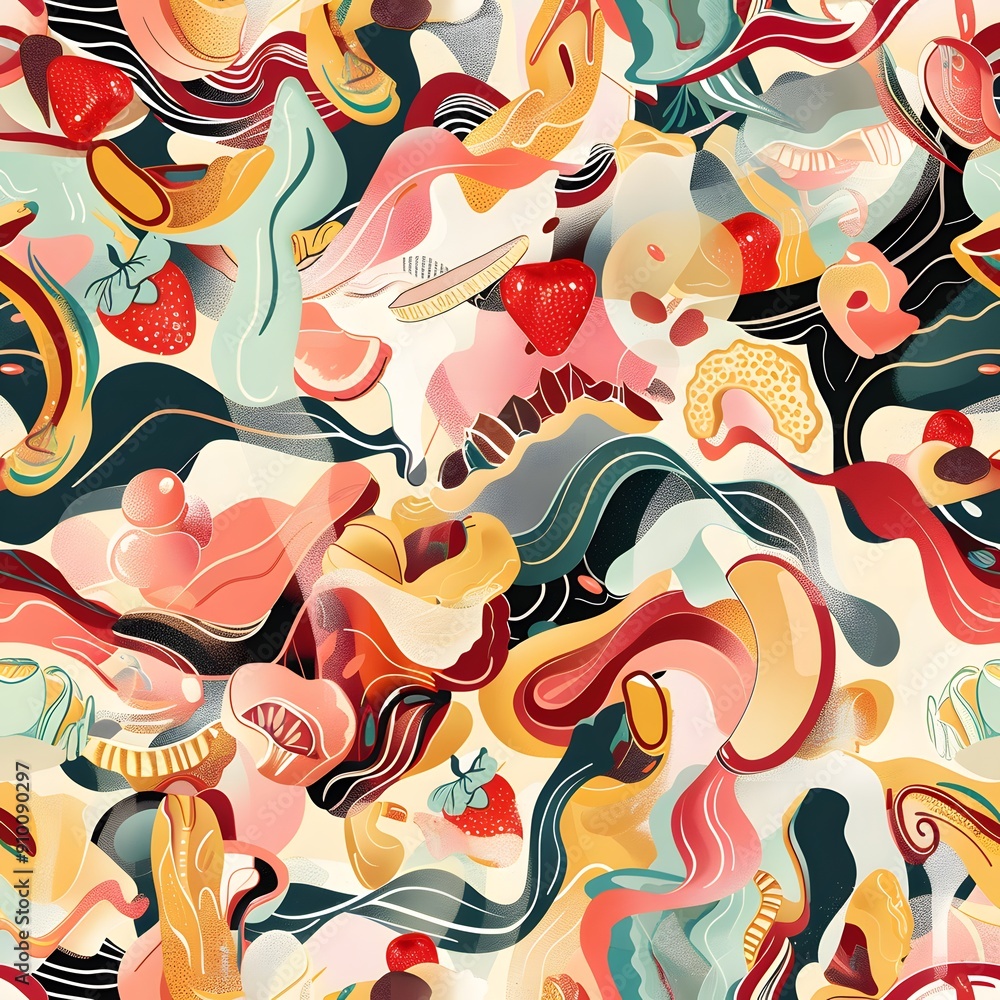 Poster abstract colorful swirls: a digital painting. a dynamic and vibrant digital painting featuring abstr