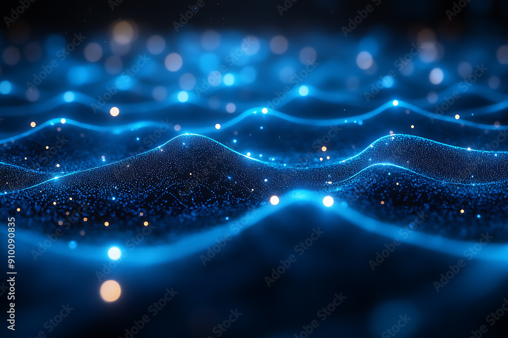 Poster abstract digital network with glowing nodes and connections, representing data, technology, and conn