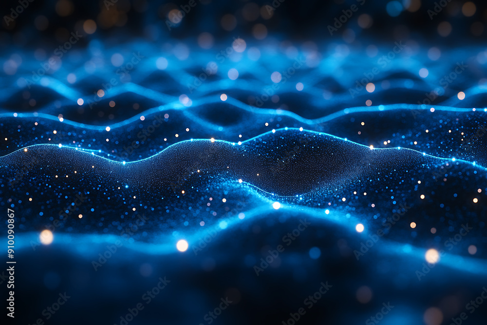 Poster abstract digital network with glowing nodes and connections, representing data, technology, and conn