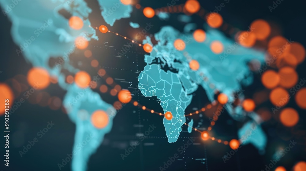 Poster global transaction fees and currency icons in a deep depth of field abstract background representing