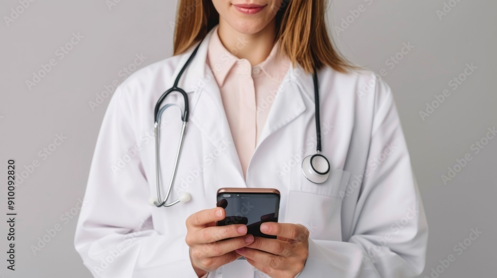 Poster mobile healthcare monitoring with smartphone apps and sensors in medical setting for remote patient 