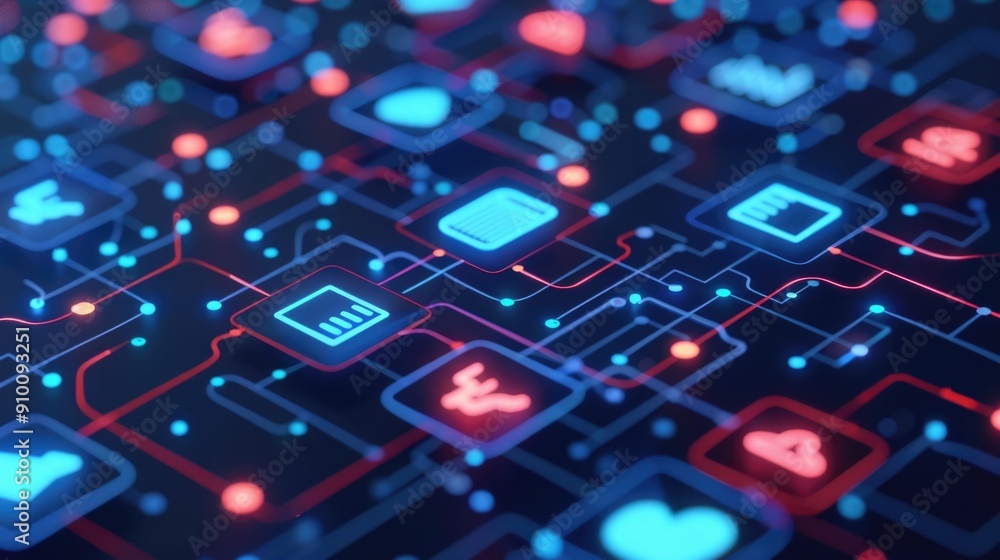 Aufkleber captivating abstract digital depicting a futuristic e health platform with a network of interconnect