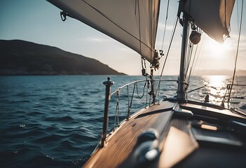 Fototapeta premium yacht sailing sea blue boat sailboat sail lifestyle race ocean yachting luxury ship wind water travel sport navigation horizon summer sky navigating racing marin wave nature