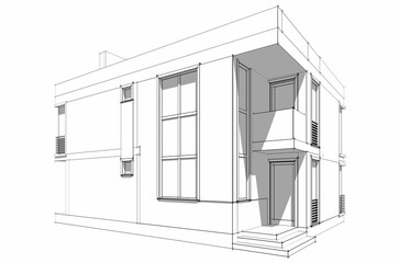 house building architecture 3d illustration