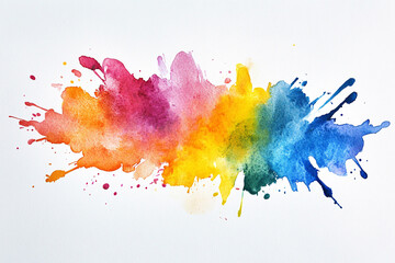 Fototapeta premium Colorful watercolor splash in a dynamic design Water color on white background