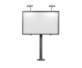Obraz premium Blank billboard on a metal pole isolated on a white background. PNG without background