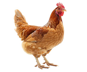 Fototapeta premium Brown hen standing, isolated on white background. PNG without background
