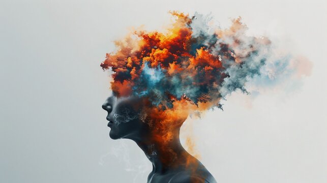 Surreal Human Mind with Colorful Cloud Art