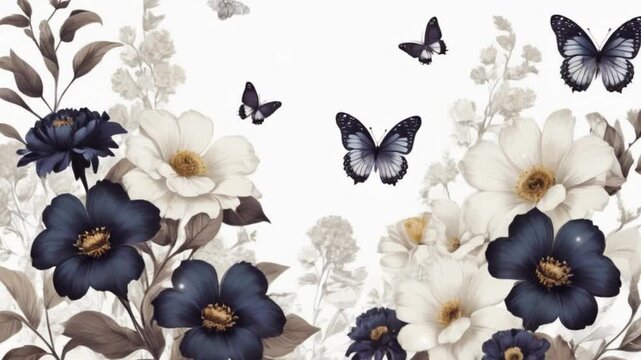 background with butterfly and flower motifs