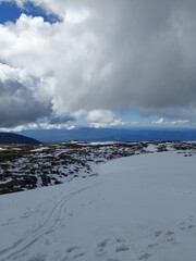 snow covered mountains