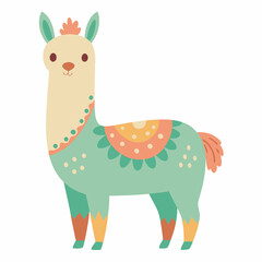 A cute llama nursery art pastel white background  vector art illustration 