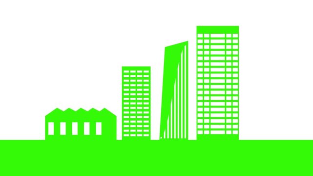 Green city concept, building development animation