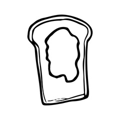 slice of bread with butter smeared on it - Hand Drawn Doodle