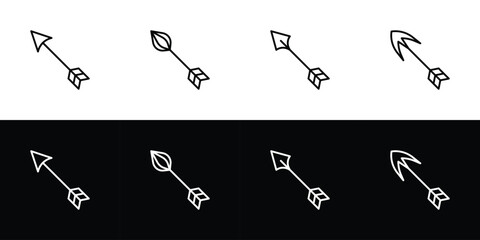 Arrow icon set. Flat design symbol collection isolated on black and white background.