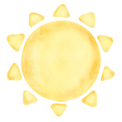 Watercolor sun, cute, cartoon