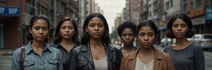 diverse group of women standing together. stop gender based violence concept