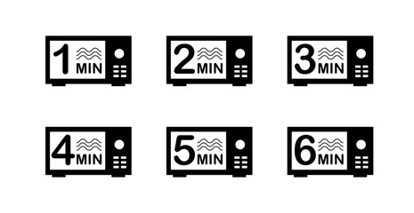 Minutes microwave icon set vector