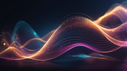 Fototapeta premium Luminous Digital Waves: A Futuristic Art Composition, Abstract, light, glow, curves, abstract background