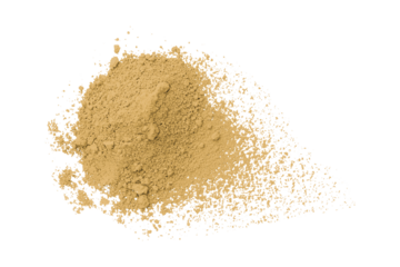 Light brown powder isolated on transparent background.