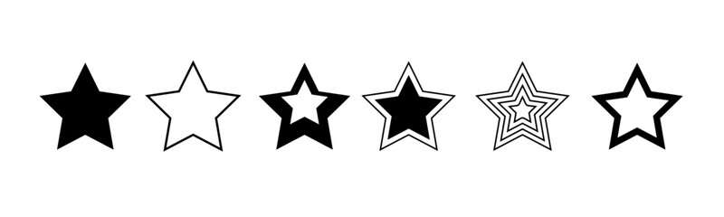 Y2K Magic stars set. Black brutalism forms, trendy minimalist basic stars PNG