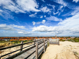 View from the dunes to Westkapelle Zeeland Netherlands