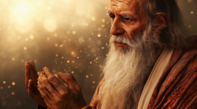 Scene of the prophet of God praying, Camera slow motion with different angles