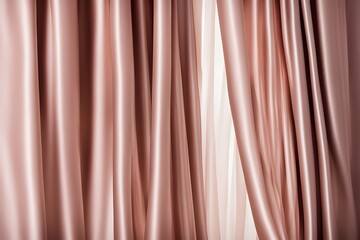 Obraz premium Glamorous rose gold silk curtain with a subtle shimmer for high end fashion items, AI Generated