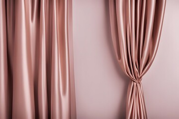 Glamorous rose gold silk curtain with a subtle shimmer for high end fashion items, AI Generated
