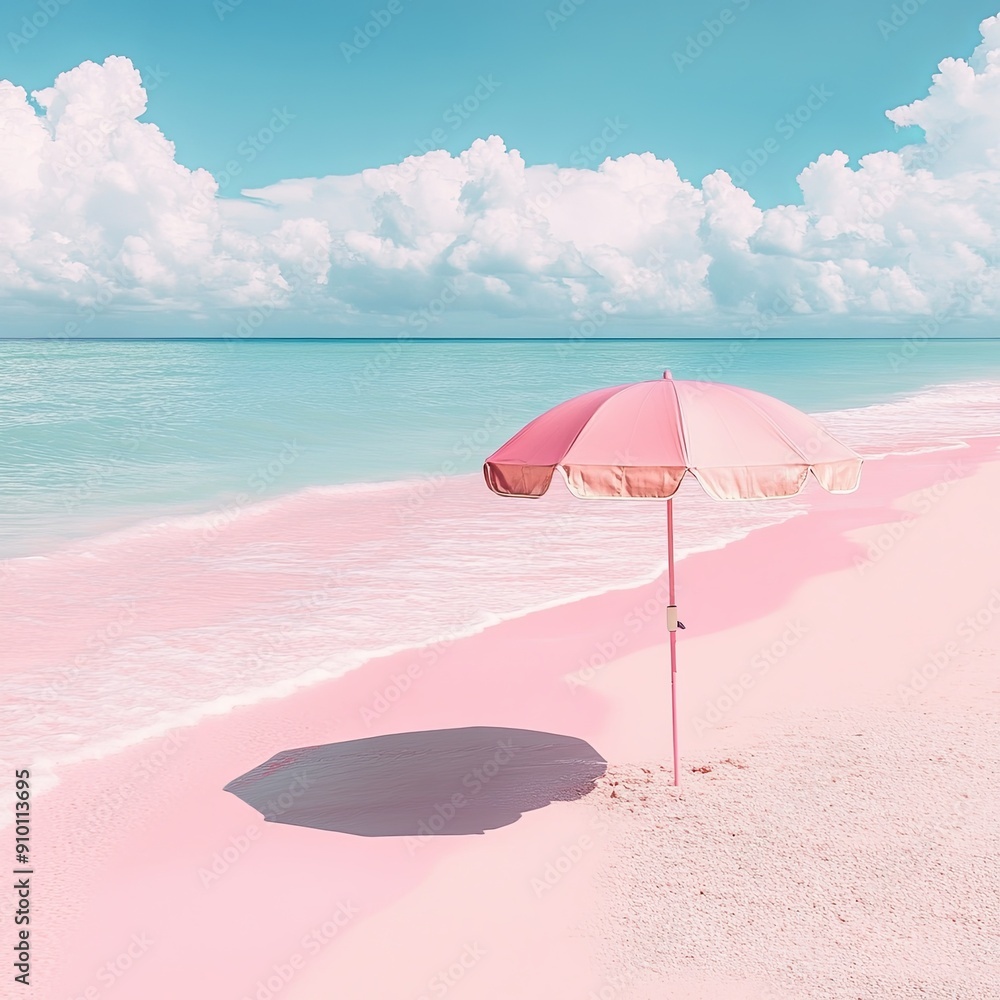 Canvas Prints a hot pink beach umbrella