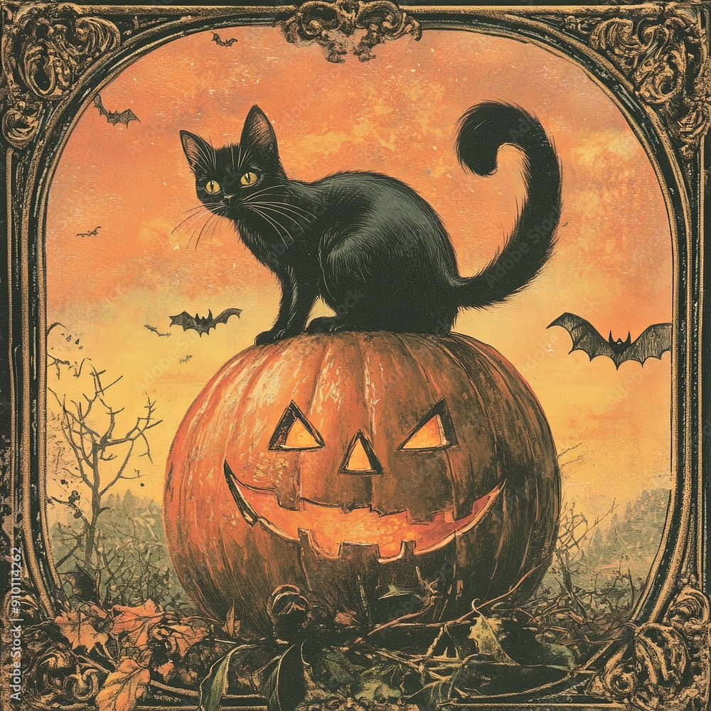 Wall mural classic halloween postcard: a classic vintage