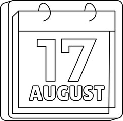 17 August Date Calender Icon Line