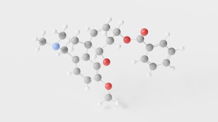 benzgalantamine molecule 3d, molecular structure, ball and stick model, structural chemical formula zunveyl