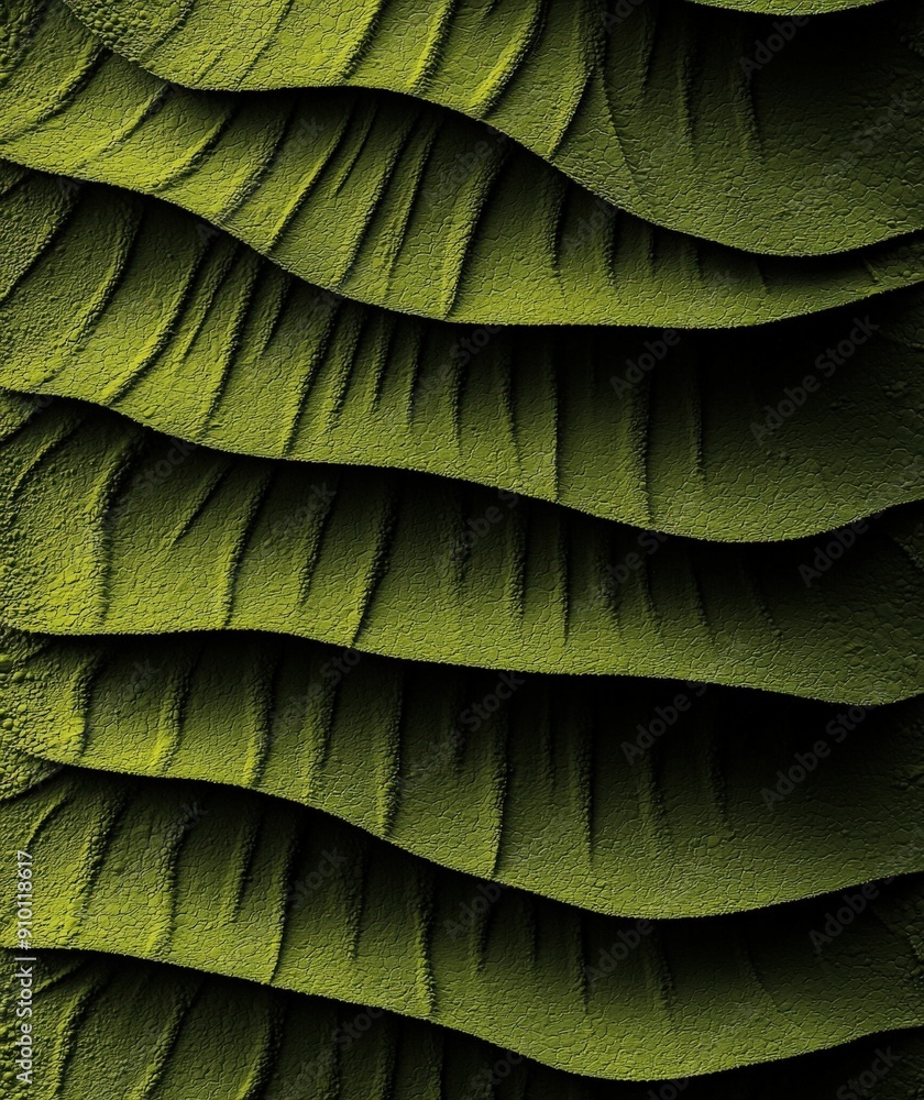 Aufkleber Textured layers in varying shades of green create a visually appealing pattern, showcasing the beauty of nature's design