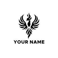 Obraz premium Black Phoenix Bird Vector Logo