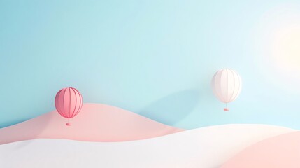 Sailboat Balloon, border, pastel color background Wallpaper, blank in the middle, minimalism, negative space